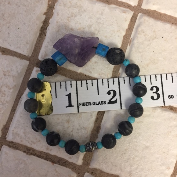 Authentic Large Amethyst Elastic Handmade Bracelet - Picture 4 of 8